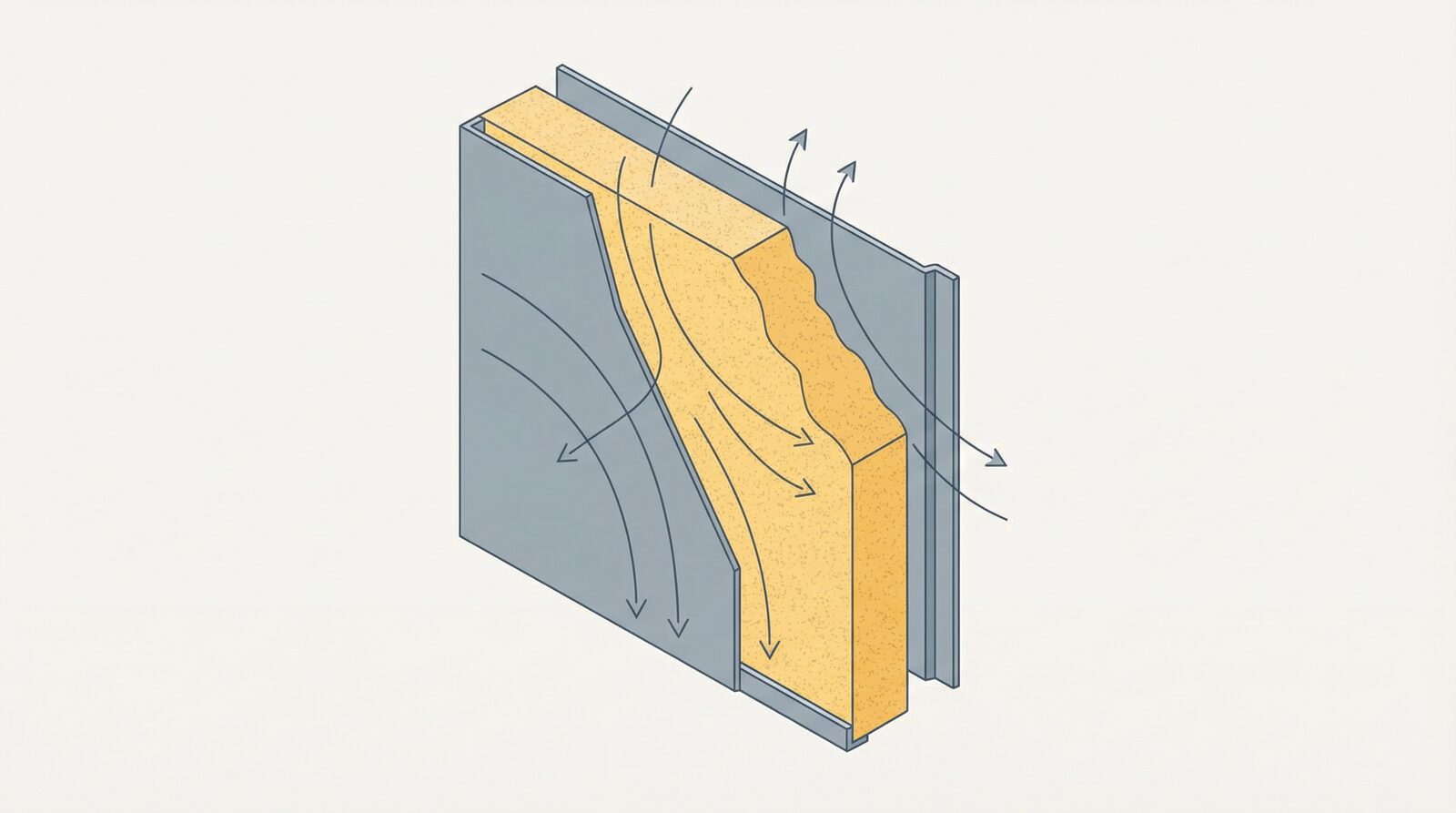 Garage door insulation cross section showing R-value comparison