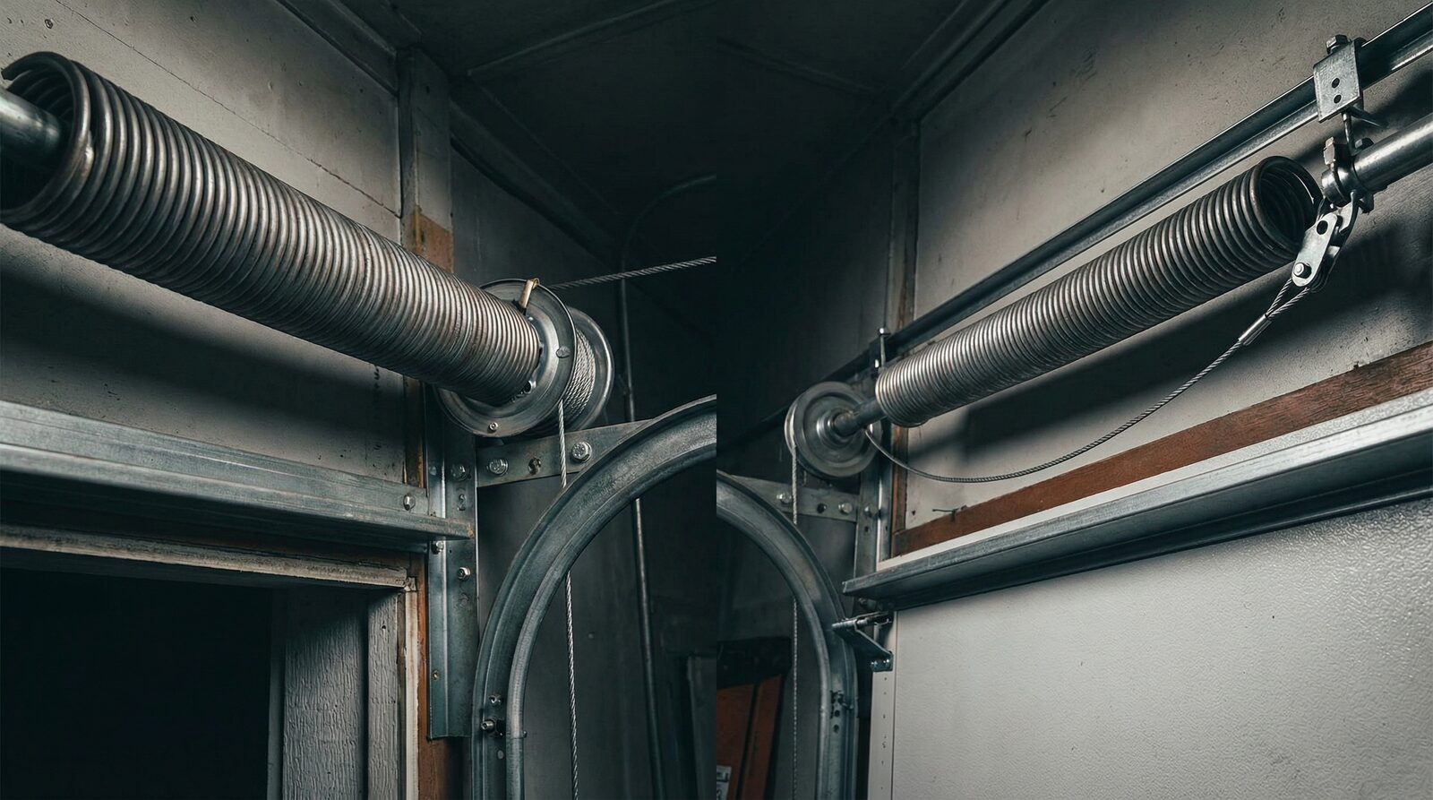 Comparison of torsion springs and extension springs for garage doors