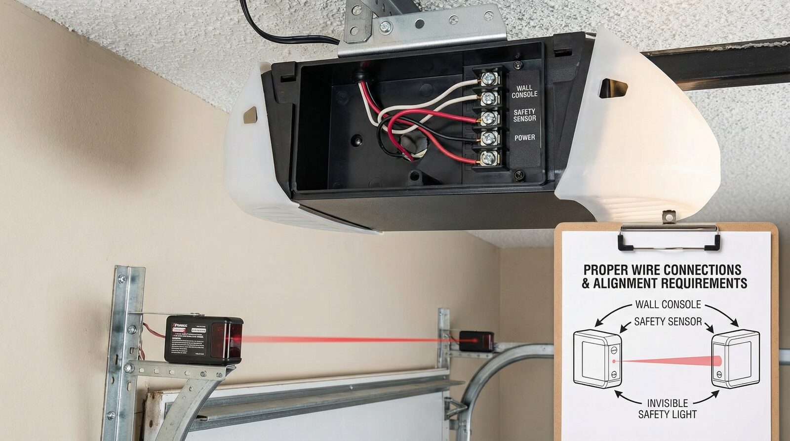 Garage door opener safety hazards and electrical wiring